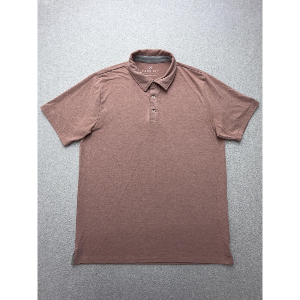 Free Fly Polo Shirt Mens M Pink Bamboo Blend Stretch Casual Knit Short Sleeve